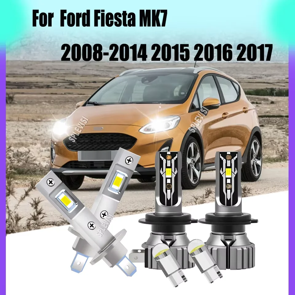 H1 H7 LED Bulbs Headlight Kit Custom Beam Focus High Performance Bulbs For Ford Fiesta MK7 2008 2009 2010 2011 2012 2013-2017
