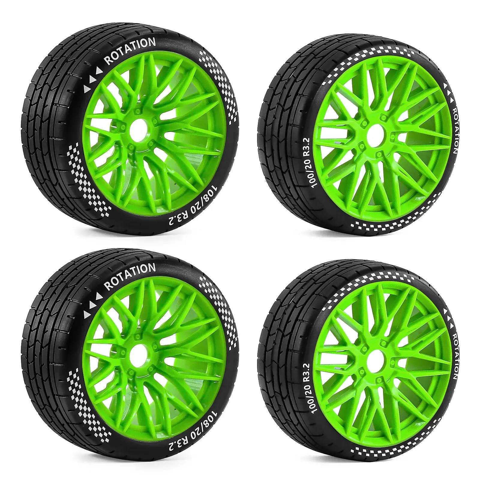 

4PCS Upgrade Staggered RC Tire Set 2Pcs Front 2Pcs Rear 17mm Hex Wheel for 1/7 ARRMA Felony Infraction 6S FS Racing Mustang GT