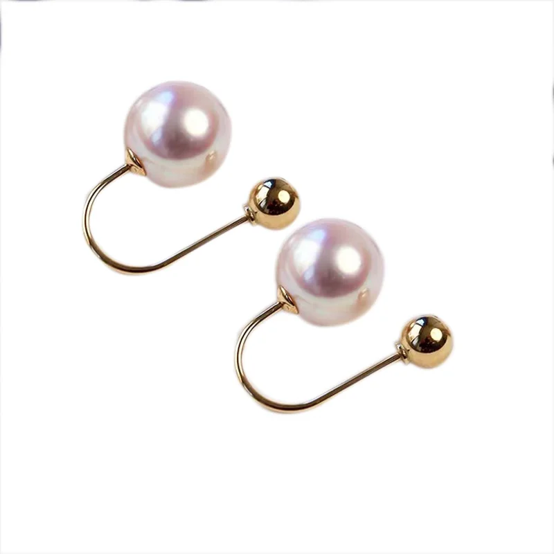 

SHILOVEM серьги-гвоздики из 18-каратного золота с жемчугом, новый подарок на день рождения, Рождество, модная оптовая продажа, женские 10*10 мм yzz10111by