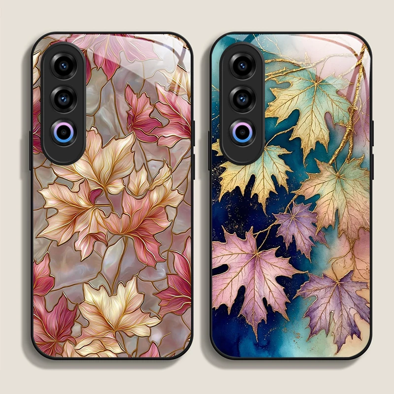 الفاخرة مابل ليف الرخام نمط الزجاج المقسى جراب هاتف ل Oneplus 13 R 12 11 10 9 Nord CE4 3 2 Lite ACE2 ACE3 Pro غطاء