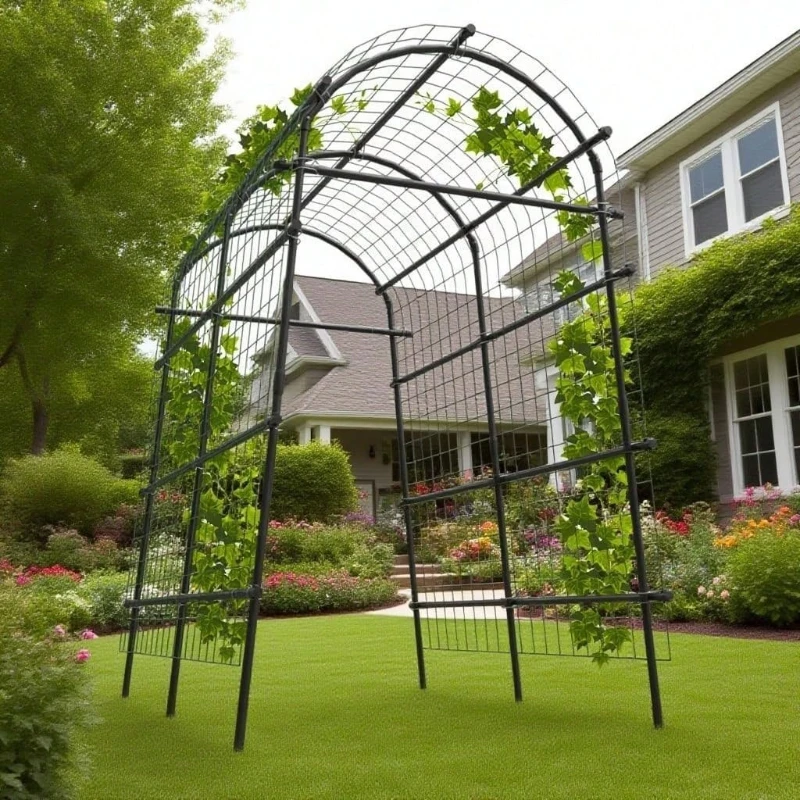 Garden Arch Trellis 7.5 FT Stainless Steel for Climbing Plants Vegetables Flowers Outdoor Wedding Party