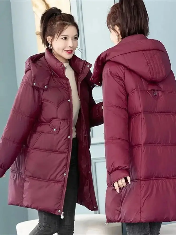 Winter Jacket Women's Parkas Coat 2025 New Long Coat Down Snow Wear Outerwear Female Hooded Waterproof Cotton Padded Parka