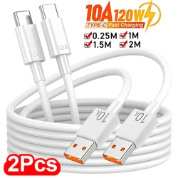 2/1PCS Quick Charging Cable 120W 10A Fast Charger USB A To Type C High-speed Data Transfer Wire Cords for Samsung Huawei Xiaomi