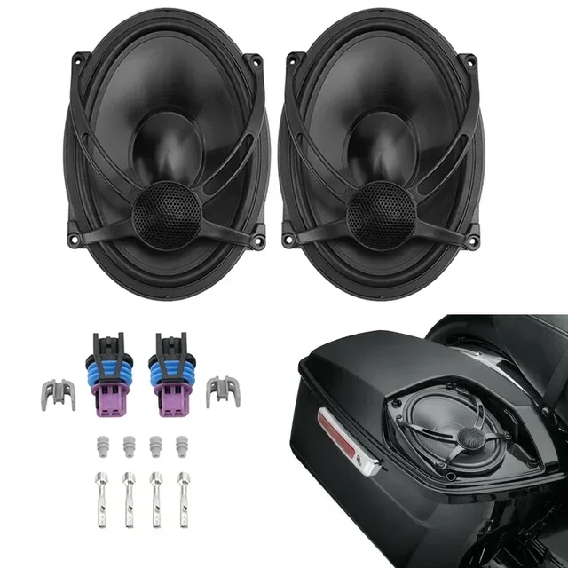 Motocykl 5 "x7" pokrywa sakwy głośniki czarny dla Harley Touring Road King Street Electra Glide FLHR FLHX FLHT CVO 1994-2023