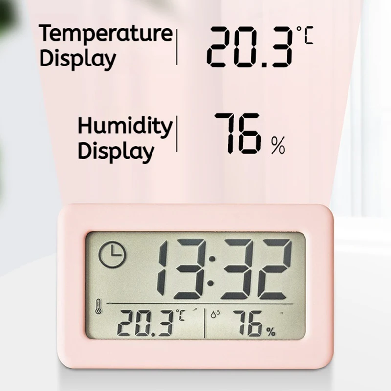 Mini Digital Clock Electronics Thermometer Hygrometer Mini Watch Portable Desktop Clock 12/24H Battery Powered NZ005