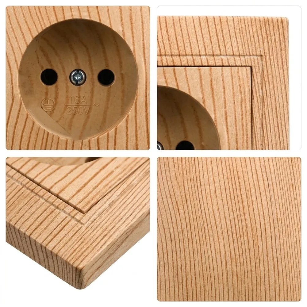 Wood Line Pattern 1 Gang 1 Way Wall Switch 10A 250V AC Rated for Fixed Installation in Houses Flats and Office Premises