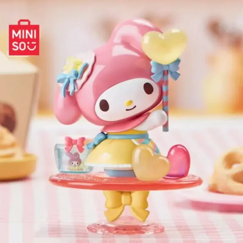 Miniso sanrio minha melodia chá da tarde série caixa cega modelo artesanal hobby coleção boneca bonito kawaii decoração menina presente brinquedo