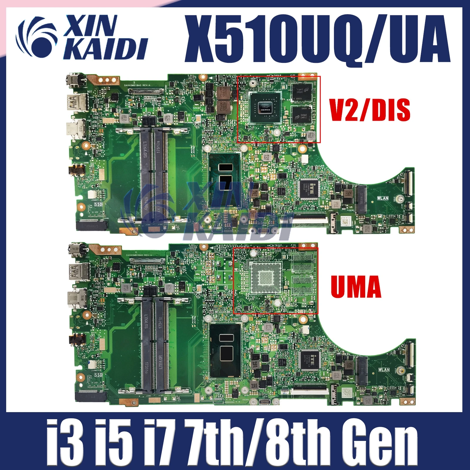 X510UNR Moederbord Voor X510UF X510UA X510UQ S5100UR S5100U Laptop Moederbord W/I3 I5 I7-6th/7th 930MX/940MX/MX150 100% Test