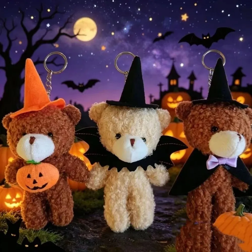 New Plush Plush Doll Keychain Halloween Theme Brown Plush Bag Charm Soft Decorative Hat Backpack Pendant Backpack Decoration