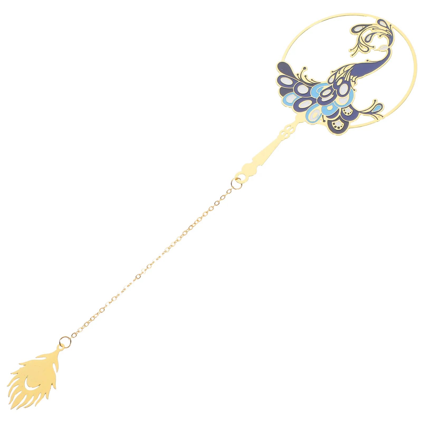 Pembatas Buku Merak Berongga Penanda Halaman Bentuk Halus Logam Tembaga Elegan Pembatas Buku Burung Merak Ringan Mudah Penyimpanan Fokus Membaca