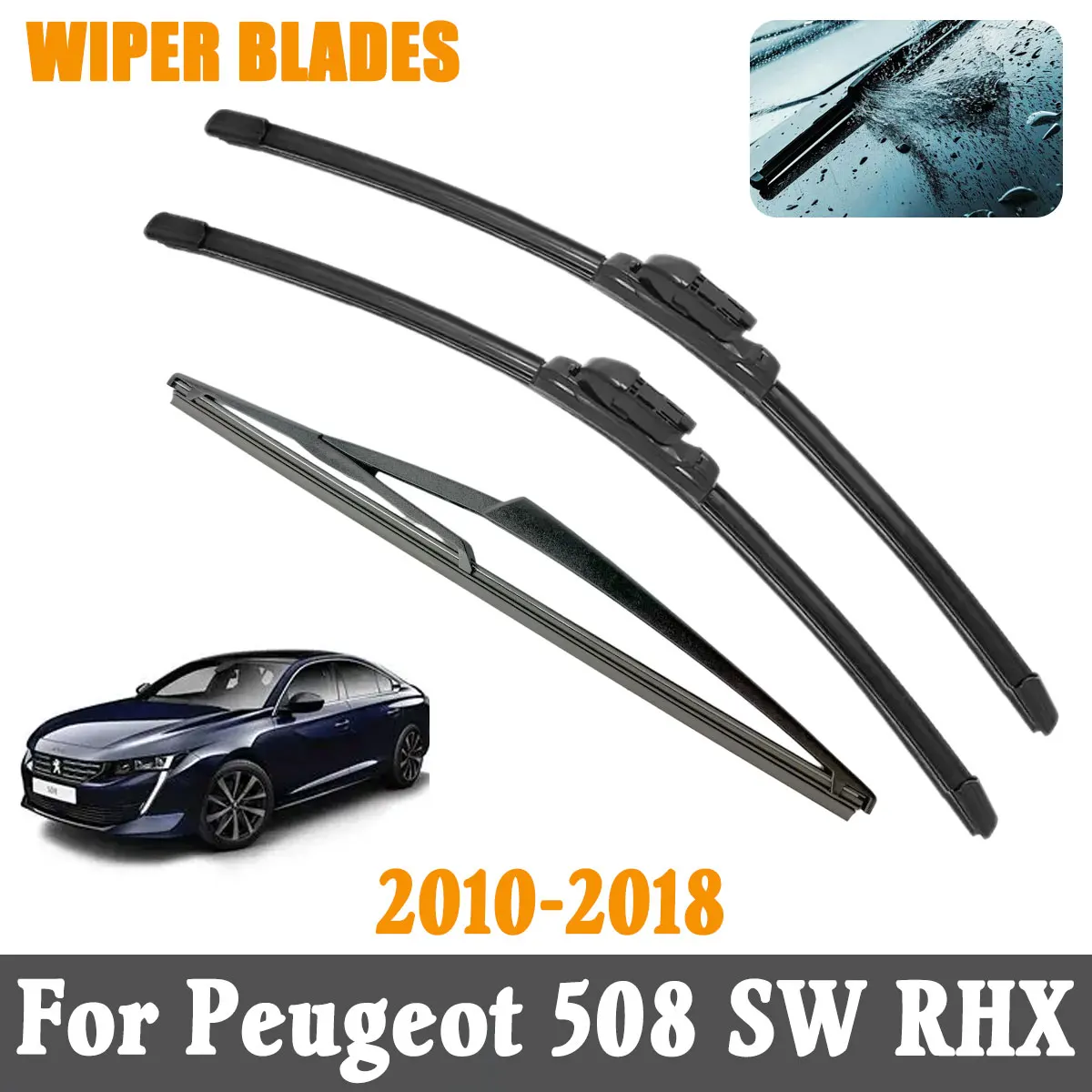 

3 шт. передних и задних щеток стеклоочистителя для Peugeot 508 SW RHX Аксессуары для лобового стекла автомобиля 2010-2018 гг.