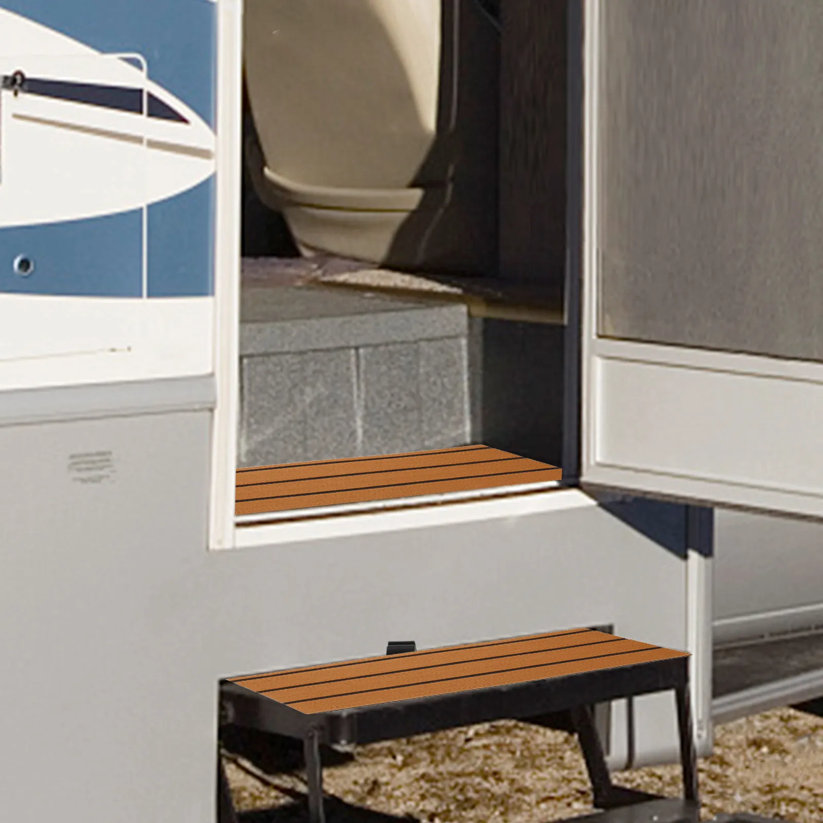 

Накладка на ступеньки для кемпера, нескользящие накладки на ступеньки для прицепов, сверхпрочный коврик для лестниц с безопасной поверхностью для использования в ванной и на кухне