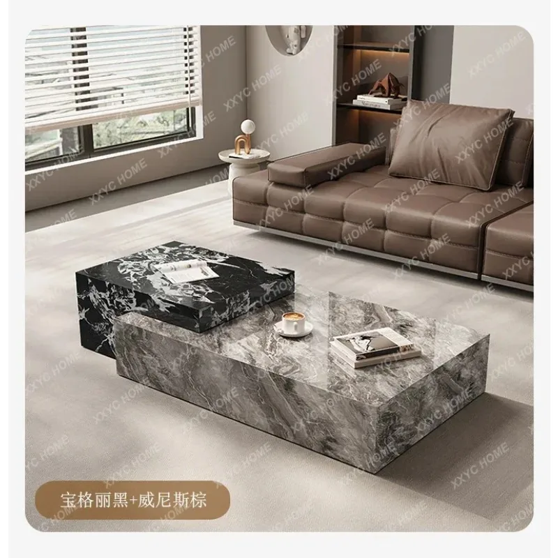 XX minimalist rectangular rock slab coffee table light luxury modern simple living room household small apartment storag