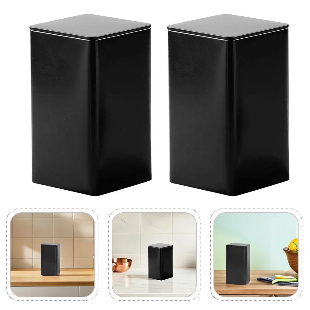 

2Pcs Tinplate Tea Canister Cube Airtight Storage Box for Loose Leaf Tea Coffee Sugar Flour Matcha Tin Container