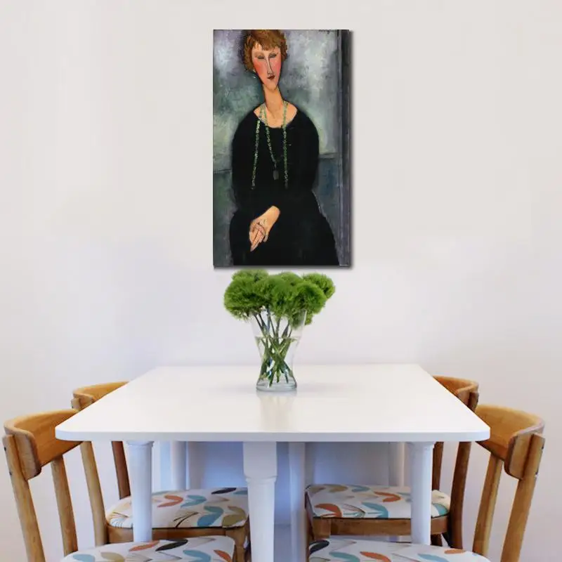 Woman With a Green Necklace Amedeo Modigliani Oil Painting High Quality Woman Portrait Picture Hand Painted for Decor