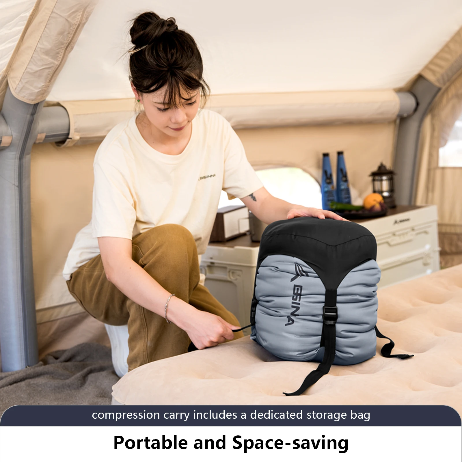 حقيبة نوم للتدفئة من BISINNA للبالغين في الطقس البارد وخفيفة الوزن ومحمولة ودافئة للشتاء ومستلزمات المشي لمسافات طويلة في الهواء الطلق #6