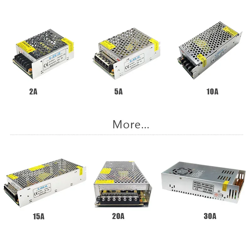 Imagem -02 - Transformador Fonte de Alimentação Led Driver Unidade Adaptadora para Iluminação Led Strip 1a 2a 5a 10a 15a 20a 25a 30a 12v