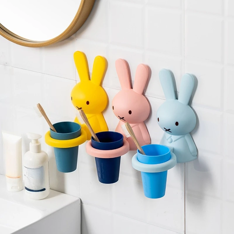 Portavasos con Ventosa para Cepillo de Dientes, Diseño de Dibujos Animados de Miffy, Creativo y Bonito, para Montar en la Pared