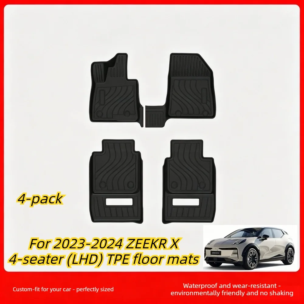 For 2023-2024 ZEEKR X 4-seater (LHD) rubber TPE interior floor mats: environmentally friendly, waterproof, and wear-resistant.