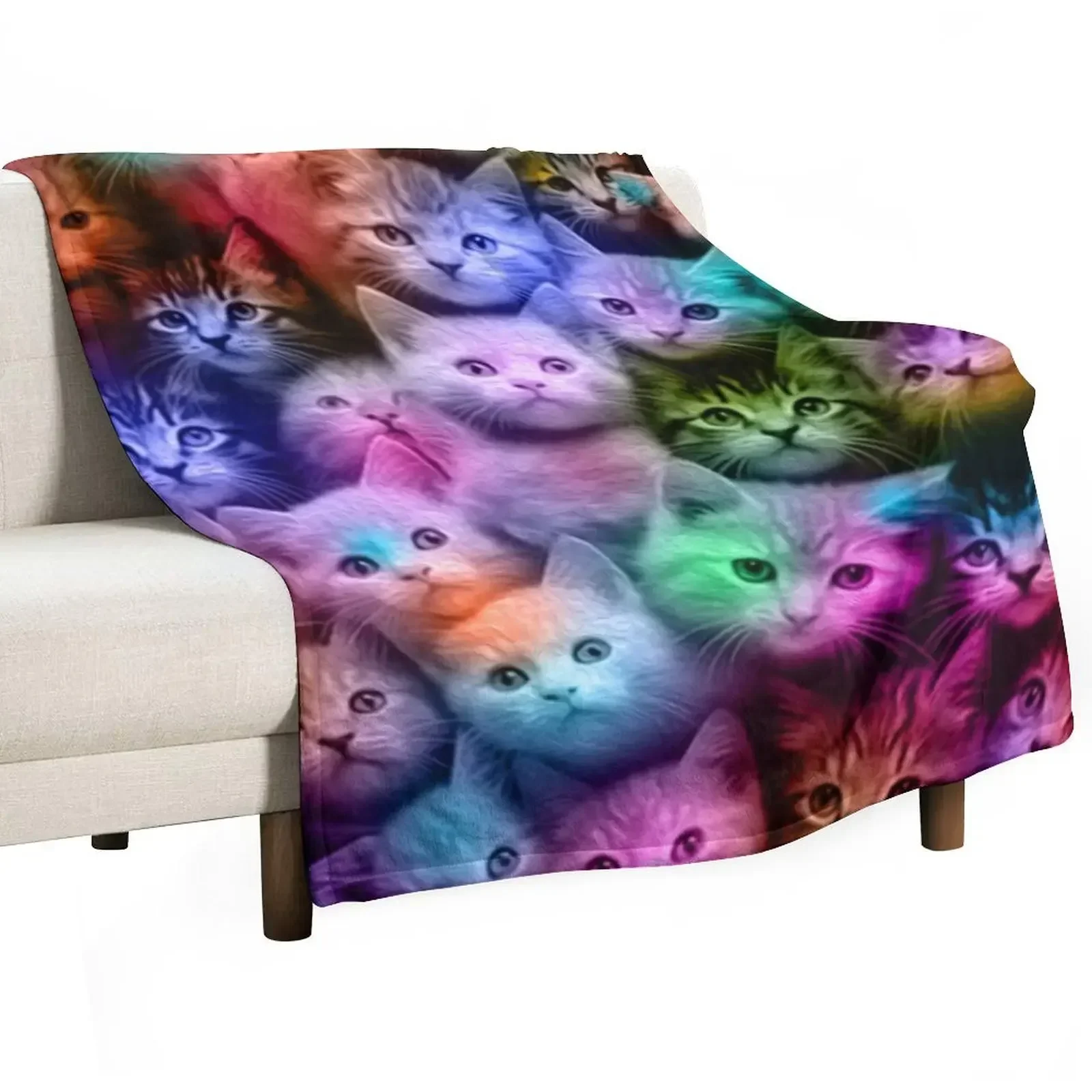 

DISCO CATS Throw Blanket Bed sofa bed Personalized Gift Flannel Fabric Blankets