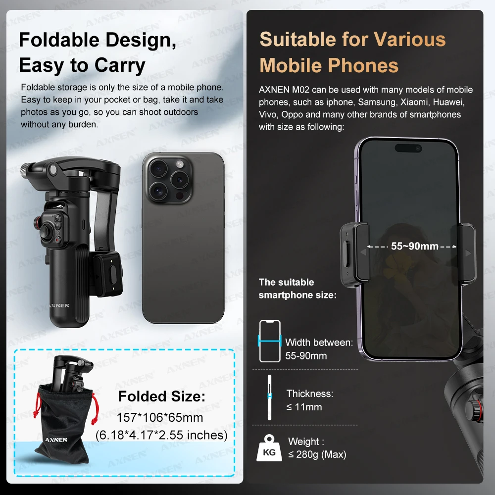 3-Axis Vlog Stabilizer Handheld Mobile Phone Gimbal Face Following Video Stand with Magnetic Remote for Tiktok Photography Kit