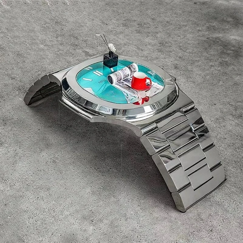 

Light luxury stainless steel watch coffee table living room home large creative simulation modern high-end fashion decorative