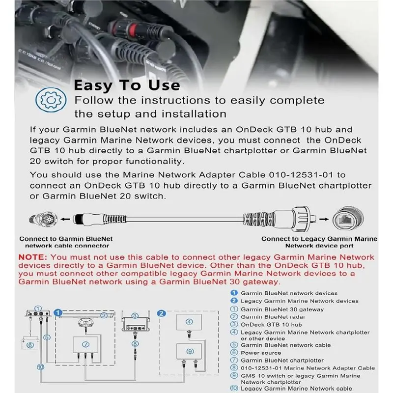 For Garmin GC 200, GLS 10 Compatible For 010-12531-01 Marine Network Cable,For Bluenet Network Cable Small Male To Large RJ45