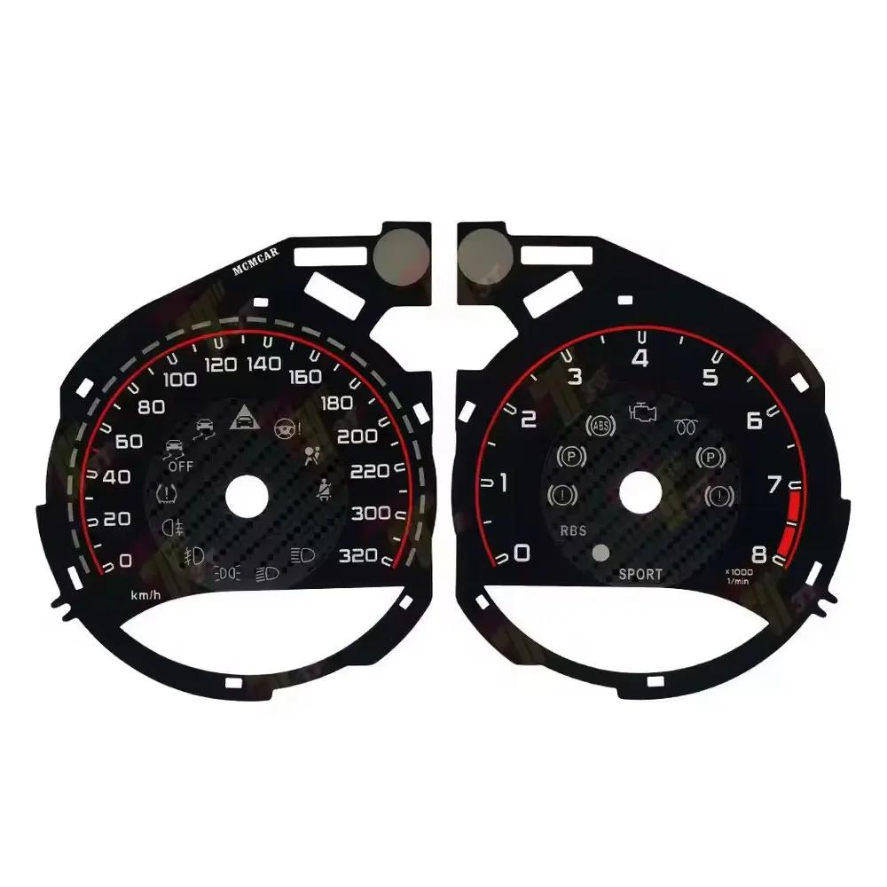 Instrumentencluster-Tachometer-Overlay für Mercedes W205 C-Klasse C63 C200L GLC260 AMG, Carbon-Faser-Optik, 260 km/h, 320 km/h – Detail 3