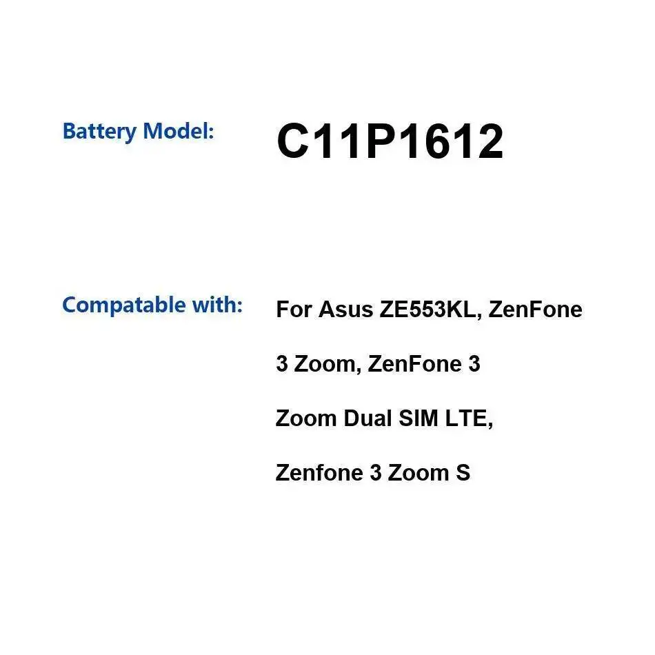

Надежный источник питания 4850 мАч C11P1612, аккумулятор для мобильного телефона Asus Zenfone 3 Zoom, S ZE553KL