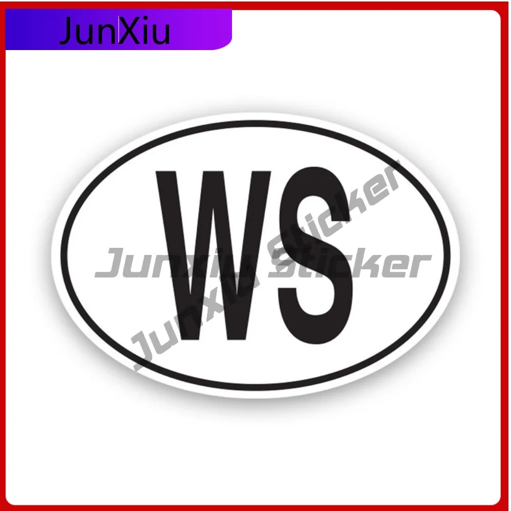 

Ws Samoa Country Code Oval Stickerwaterproof Cute Laptop Waterproof Vinyl Decal For Door Trim Protection Unique Outdoor Creative
