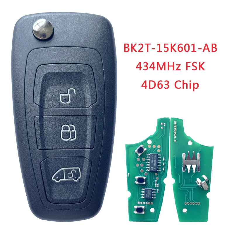 For Ford Transit Custom Tourneo Flip Remote Control Car Key Fob 4D63 Chip 434MHz FCCID GK2T-15K601-AB