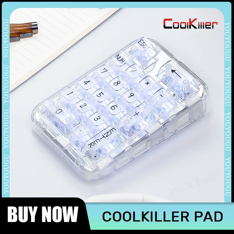 

Coolkiller Polar Bear Number Keypad Mini Portable Pad 19keys Transparent 3 Mode 2.4g Wireless Type-C Pad Custom Numeric Keypads