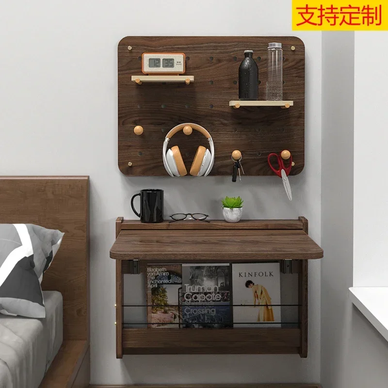 Creative wall-mounted folding table hanging wall hole board shelf wooden combination book compartment learning