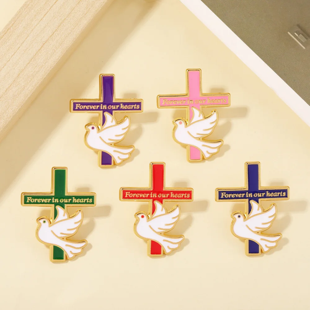 Vintage Styles Dove Shaped Pins New Creative Crosses Pigeons Alloy Badge Decoration Backpack Bag Clothing Brooch Accessory Gifts