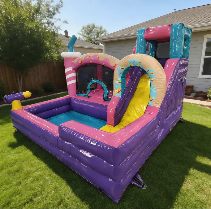 Inflatable princess combo trampoline with slide, inflatable bouncer, moonwalk trampoline