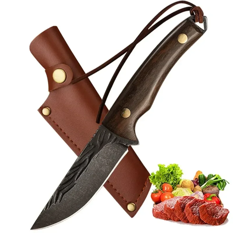 New Handmade Forged Stainless Steel Kitchen Chef Boning Knifes Fillet Knives Meat Cleaver Knife with Sheath