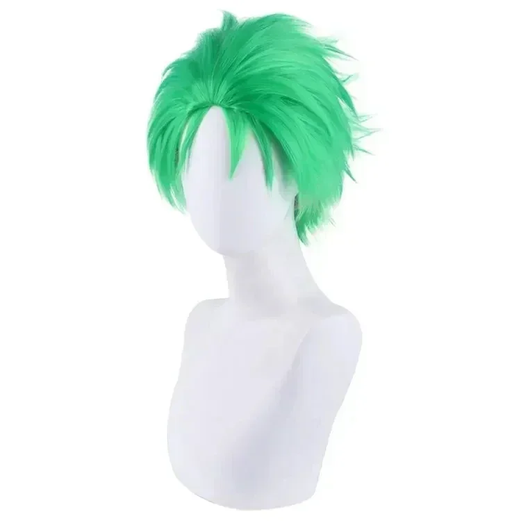 Parrucca verde Anime Slicked-back Parrucche cosplay comiche a strato corto Roronoa Zoro