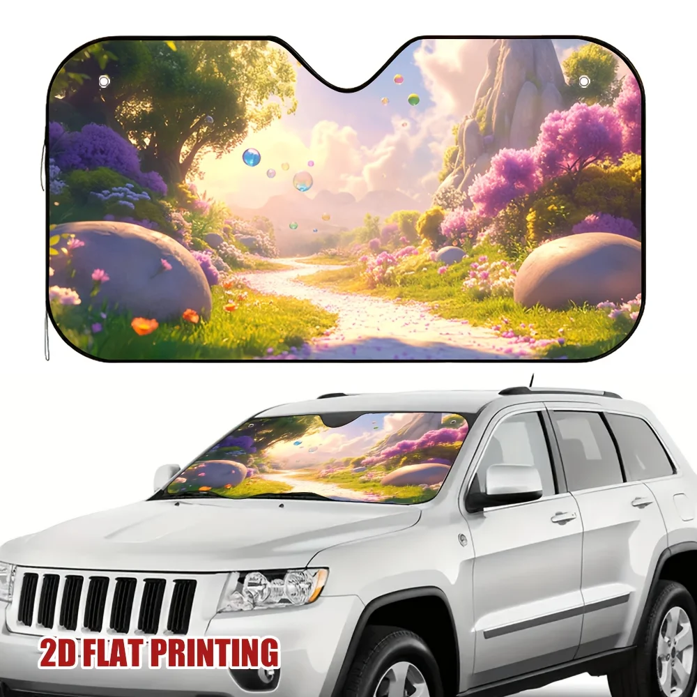 1pc A Mystical Forest-Themed Car Sunshade, Suitable For Any Vehicle, Helps Maintain A Cool Interior, Great For Extended Drives