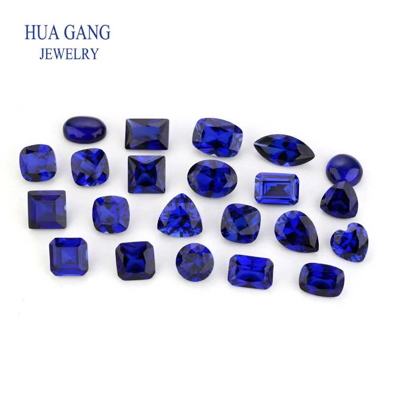 34# Synthetic Corundum Various Shapes sapphire Royal blue Round Oval Pear square Emera Gems Stone For jewelry