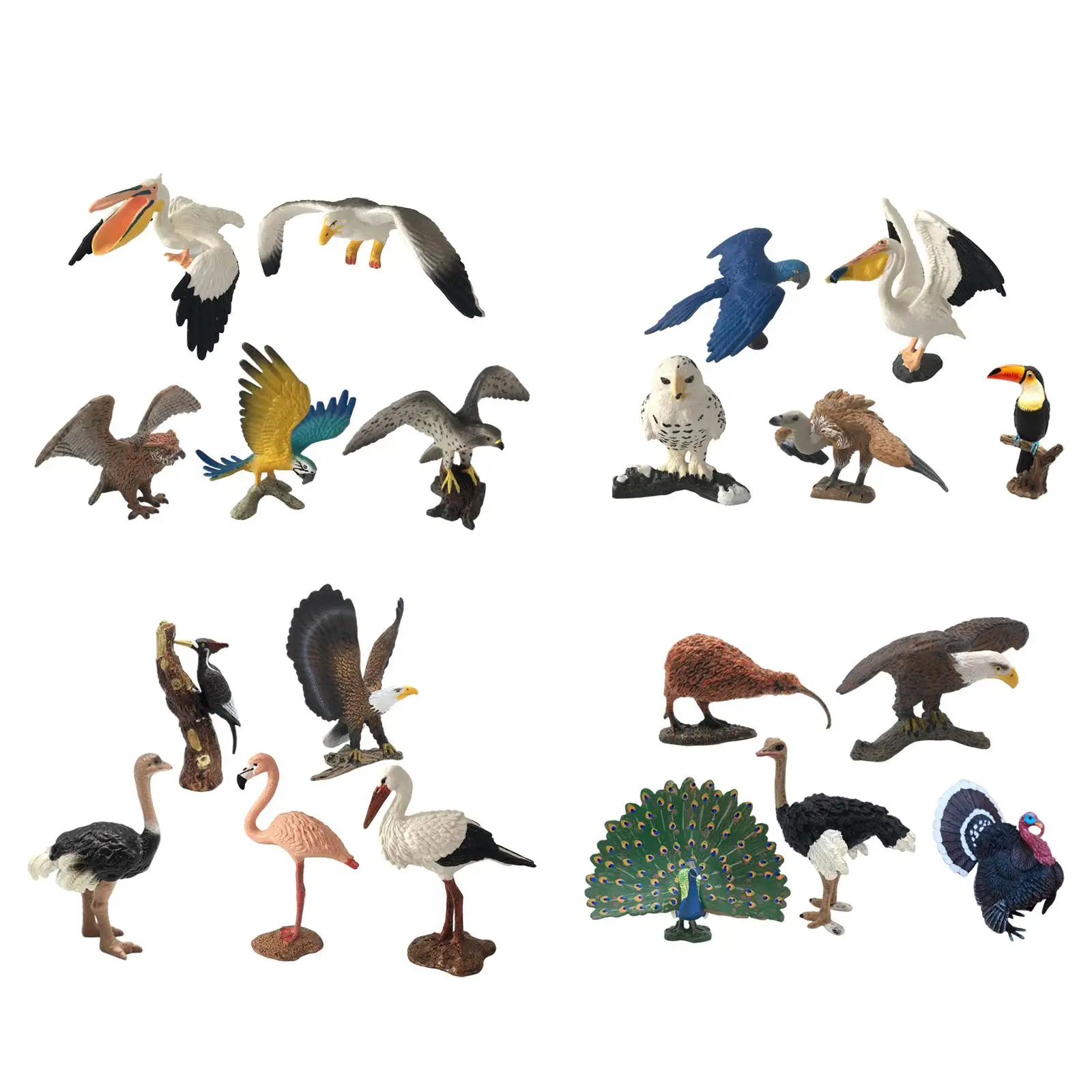 5 Pieces Realistic Birds Handpainted Model Miniature Cake Toppers for Desktop