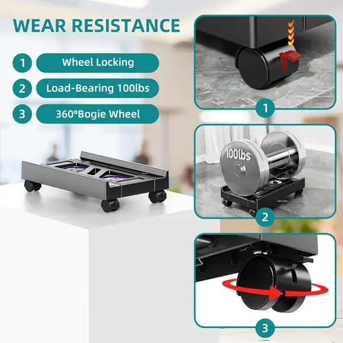 Imagen 2 del producto Soporte de torre ajustable para ordenador con ventilador de refrigeración, soporte para CPU móvil, 4 ruedas rodantes, carrito de suelo para PC, elevador de PC debajo de la CPU de escritorio