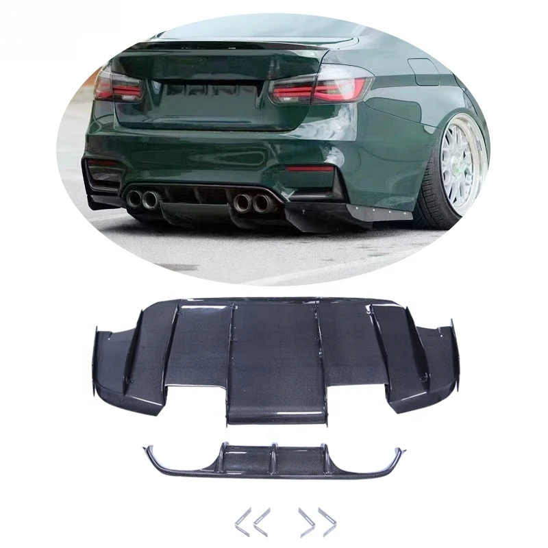 

Style Carbon Fiber Front Bumper Lip Spoiler Rear Diffuser Assembly for 2014-2019 F80 M3 F82 M4 VRS Body Kits