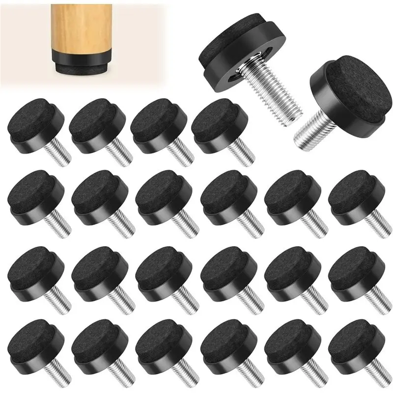 IALJ-M8(25 Mm) Furniture Glides- 24 X Adjustable Gliders For Chairs With Thread, Fits For Tables, Cabinets, Furniture, Carrying
