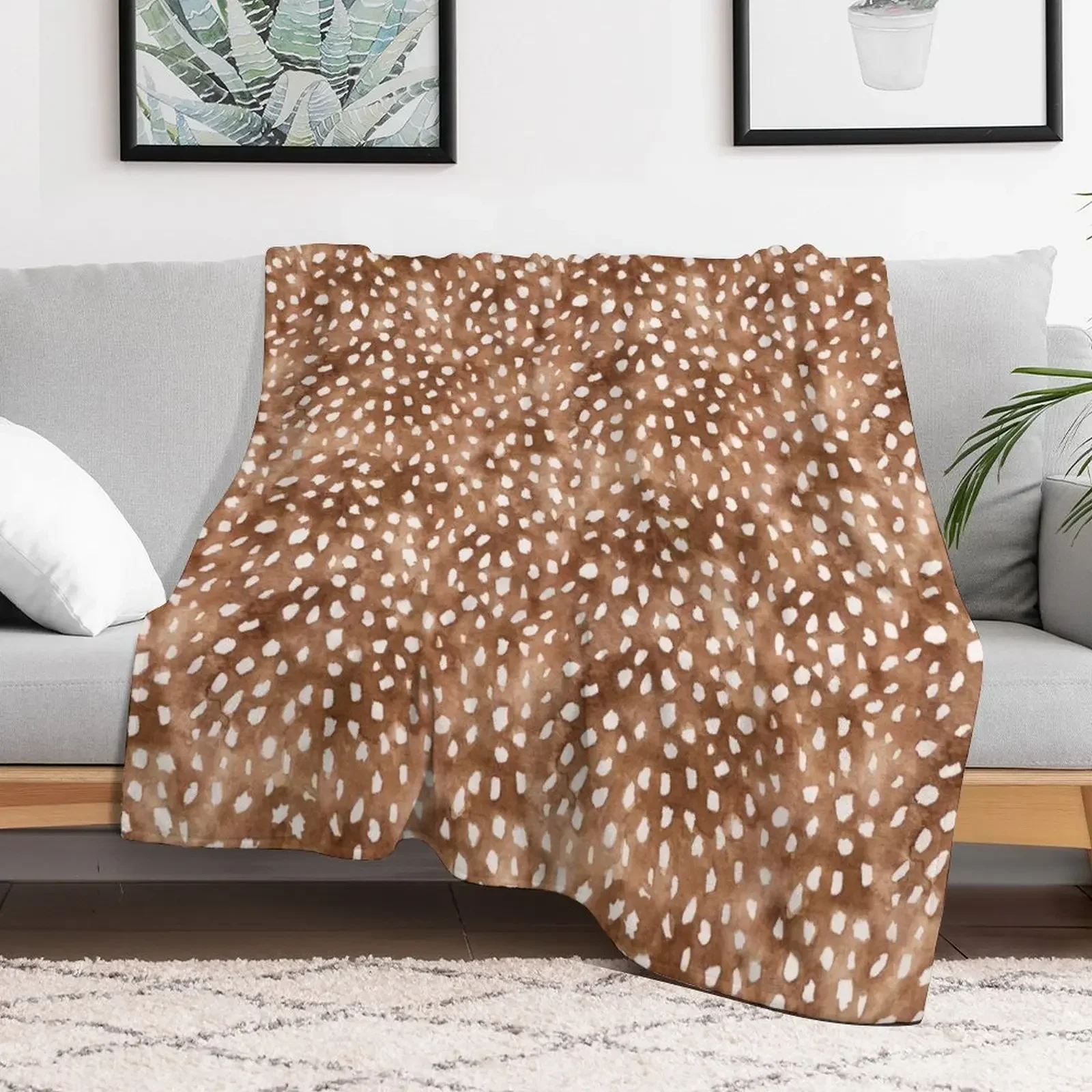 Boho Woodland Watercolor Deer Spots Throw Blanket Baby Thins Moving Blankets