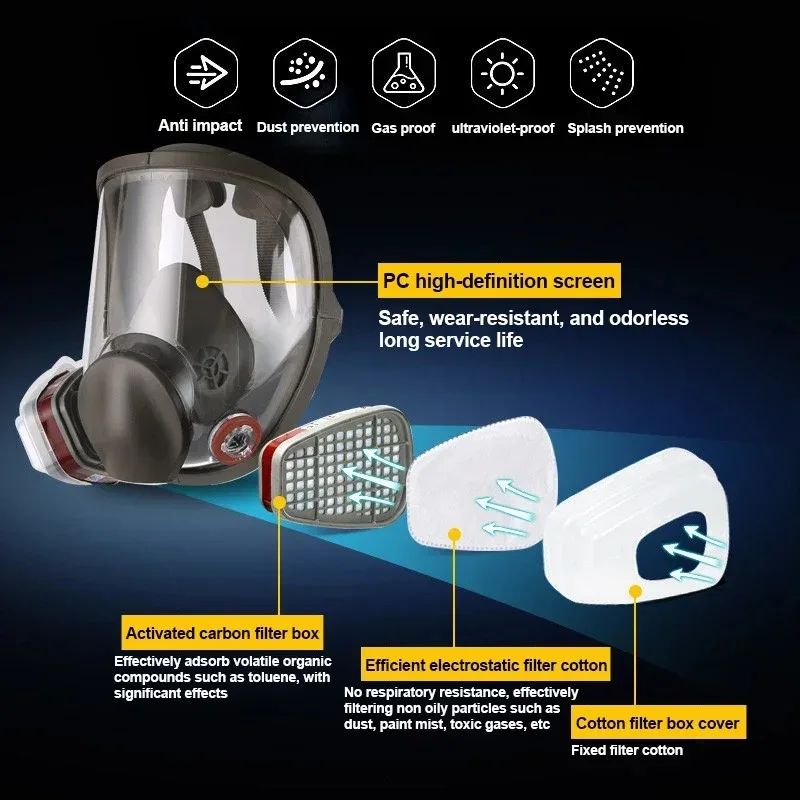 5N11 Filter 501 Cover 6001 6002 6006 Cartridge Box Set Compatible With 6200 7502 6800 Respirator Dust Proof Painting Mask