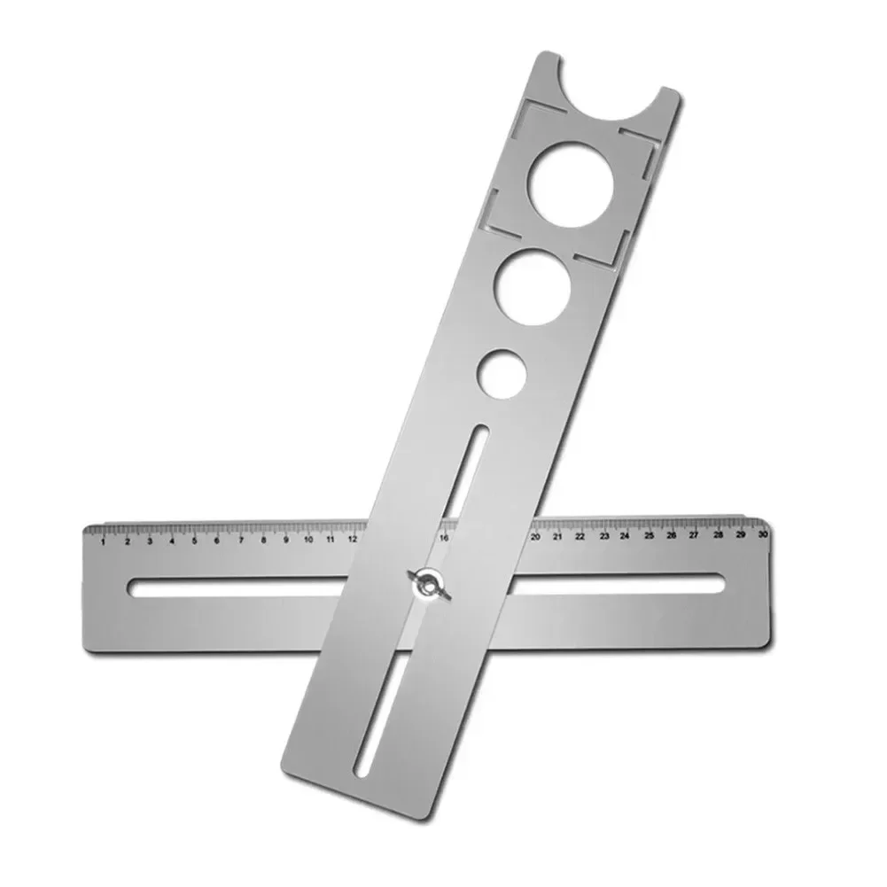 1pc Multi-Functional Stainless Steel Ceramic Tile Hole Locator Ruler Adjustable Punching Hand Tool For House Decorated Work