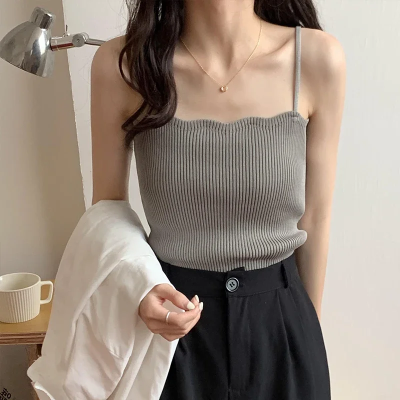 Koreanisches Einfaches Inneres Schichtungs-Tanktop, Lässiges Alltags-Top, Retro Koreanischer Stil, Gestricktes Damen-Camisole, Sommer 2026 Ärmelloses Slim-Fit-Oberteil – Detail 32