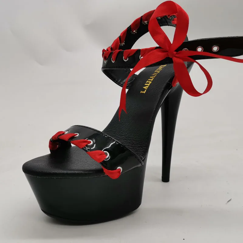 

LAIJIANJINXIA New 15CM/6inches PU Upper Model Sexy Exotic High Heel Platform Party Women Sandals Pole Dance Shoes H010