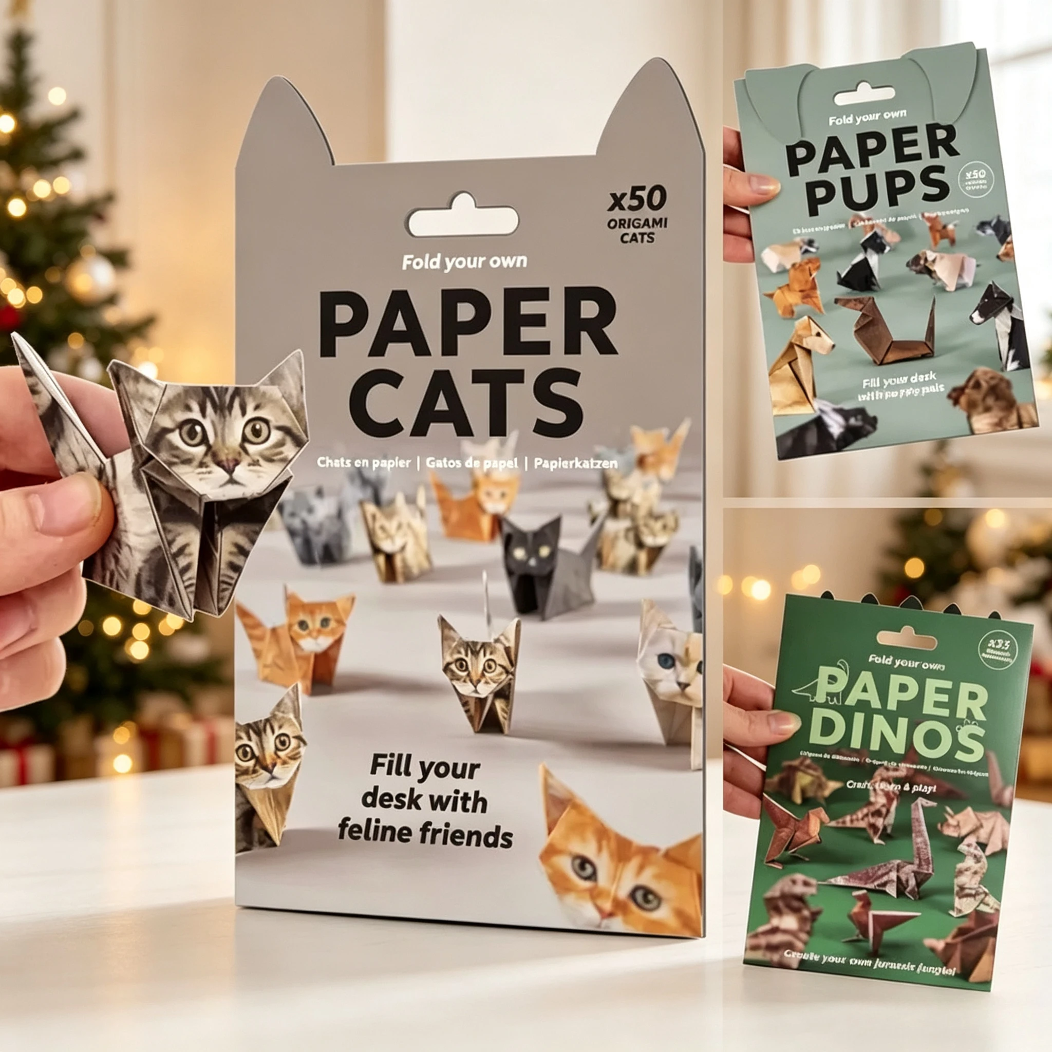 Creative DIY Paper Animals Kit Origami Cat Dog Dinosaur Folding Craft Set Christmas Party Favors Holiday Gift