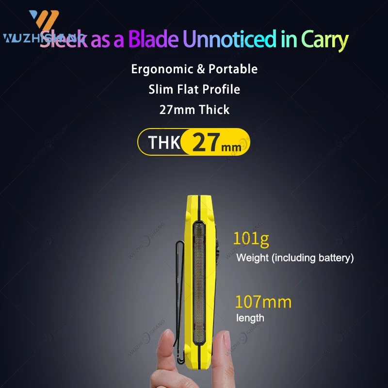 Multi Function EDC Light Dual Direction Clip Magnetic Body Three Light Modes RGB Laser 7 Color Options USB C Rechargeable